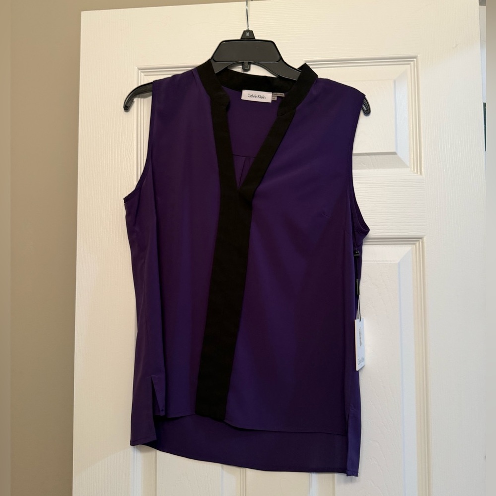 Calvin Klein Purple Blouse with Black Trim